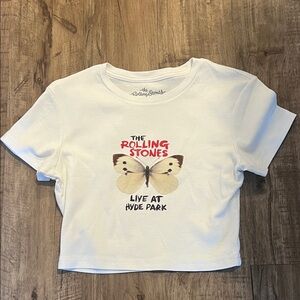 The Rolling Stones White Butterfly Cropped Tee